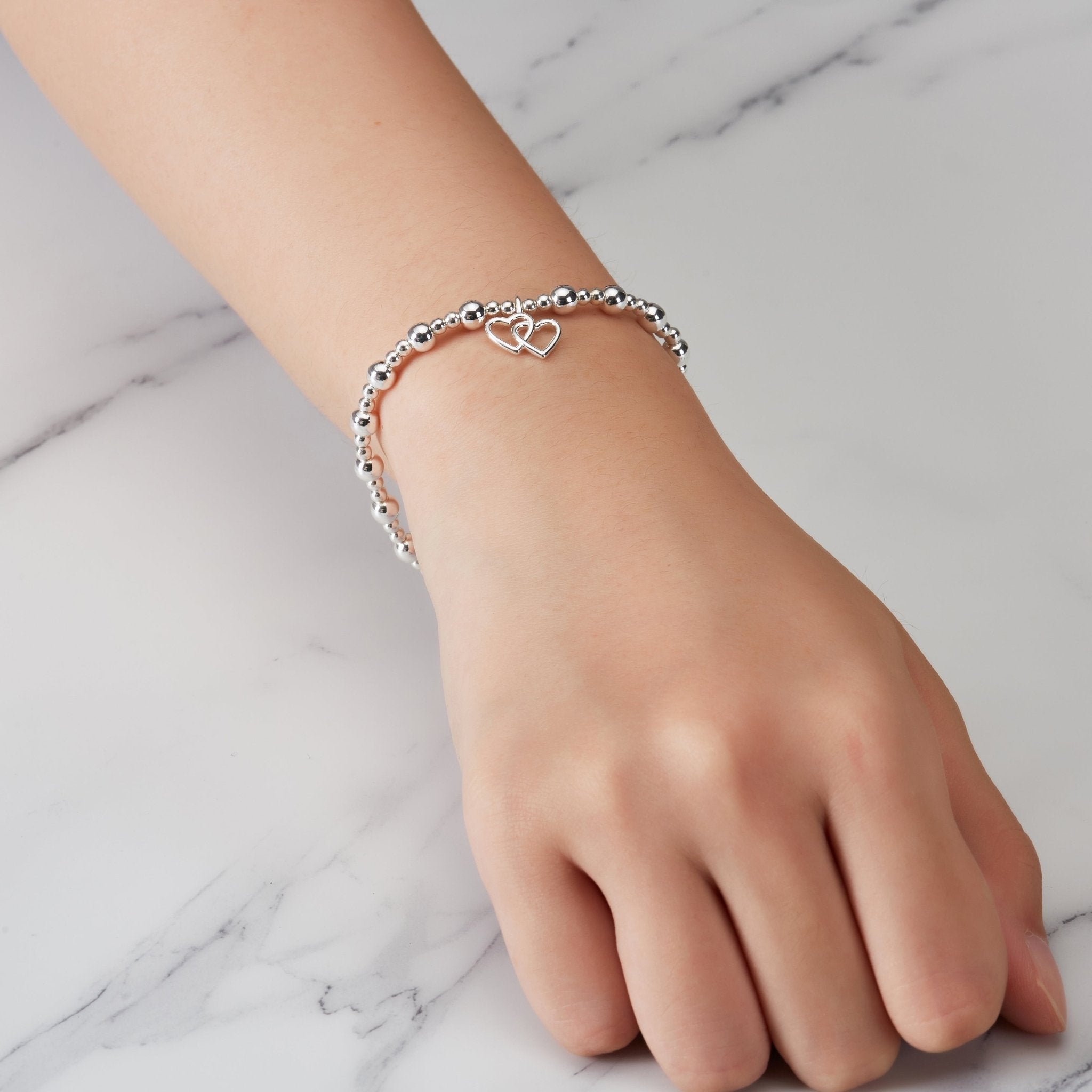 Silver Plated I Couldn't Say I Do Without You Heart Link Stretch Bracelet with Gift Box - Philip Jones Jewellery