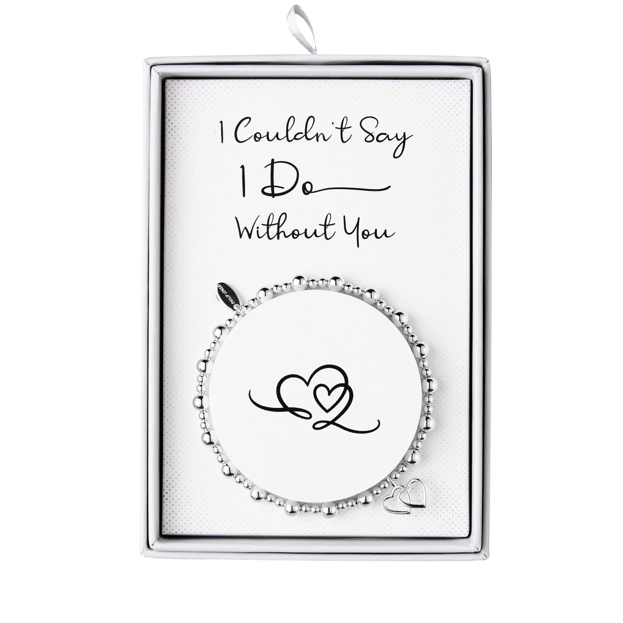 Silver Plated I Couldn't Say I Do Without You Heart Link Stretch Bracelet with Gift Box - Philip Jones Jewellery