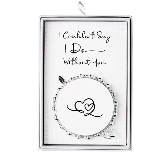 Silver Plated I Couldn't Say I Do Without You Heart Link Stretch Bracelet with Gift Box - Philip Jones Jewellery