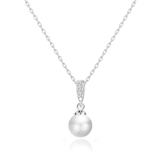 Silver Plated I Couldn't Say I Do Without You Pearl Drop Necklace Created with Zircondia® Crystals - Philip Jones Jewellery
