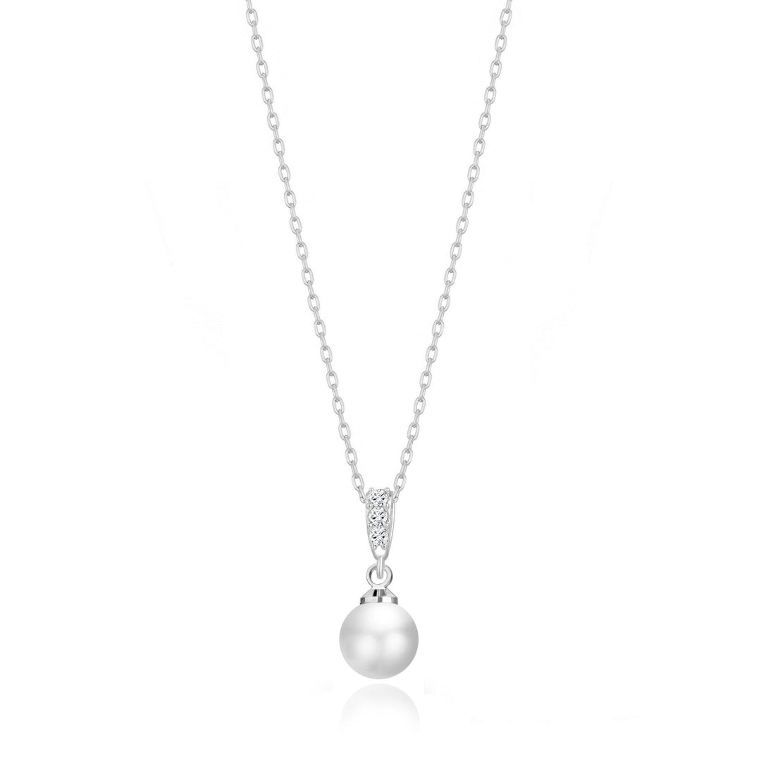 Silver Plated I Couldn't Say I Do Without You Pearl Drop Necklace Created with Zircondia® Crystals - Philip Jones Jewellery