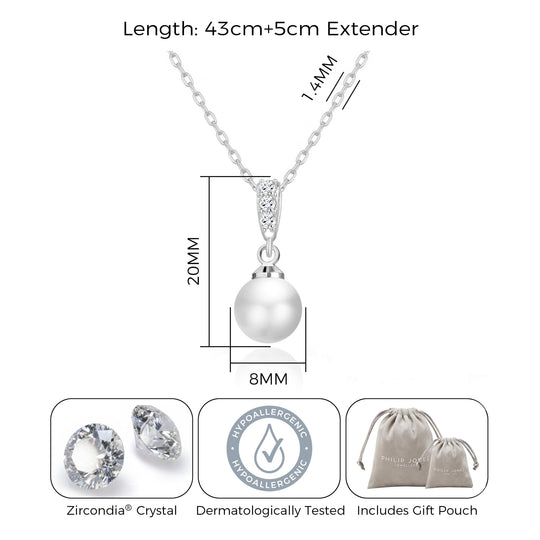 Silver Plated I Couldn't Say I Do Without You Pearl Drop Necklace Created with Zircondia® Crystals - Philip Jones Jewellery