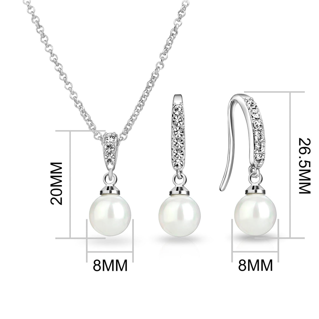 Silver Plated I Couldn't Say I Do Without You Pearl Drop Set Created with Zircondia® Crystals - Philip Jones Jewellery