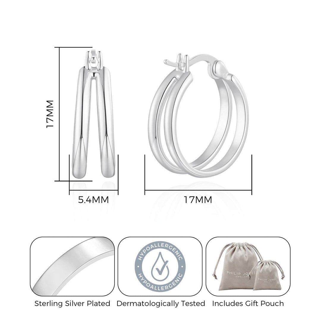 Silver Plated Illusion Hoop Earrings - Philip Jones Jewellery