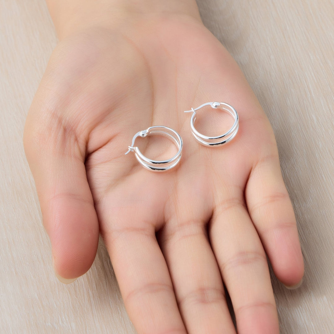Silver Plated Illusion Hoop Earrings - Philip Jones Jewellery