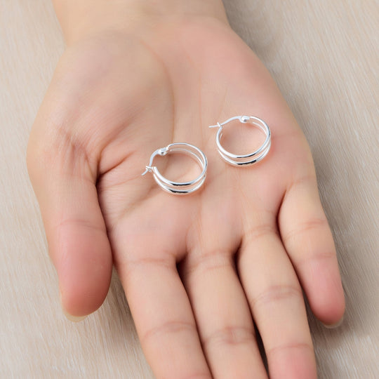 Silver Plated Illusion Hoop Earrings - Philip Jones Jewellery