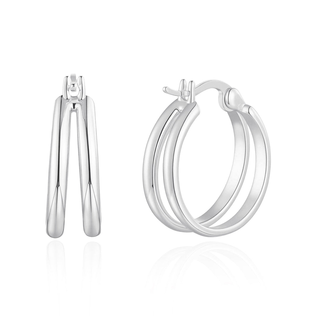 Silver Plated Illusion Hoop Earrings - Philip Jones Jewellery