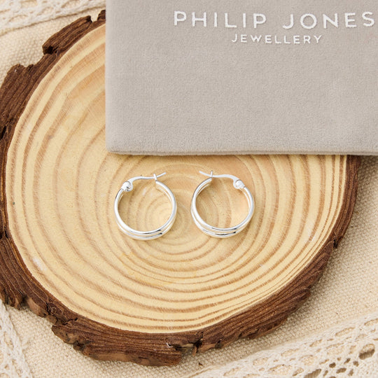 Silver Plated Illusion Hoop Earrings - Philip Jones Jewellery