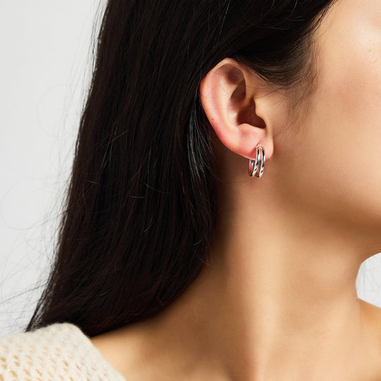 Silver Plated Illusion Hoop Earrings - Philip Jones Jewellery