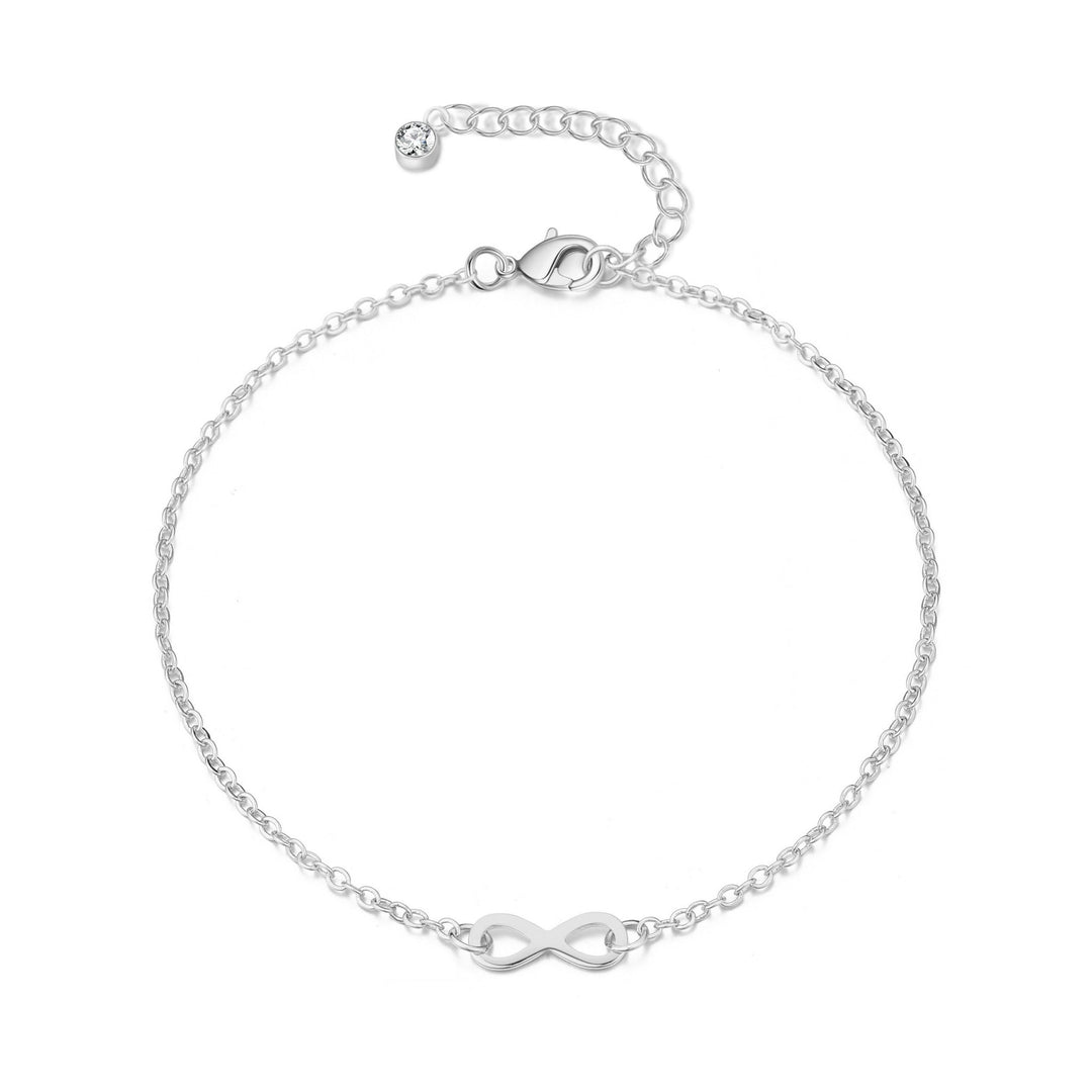 Silver Plated Infinity Anklet Created with Zircondia® Crystals - Philip Jones Jewellery