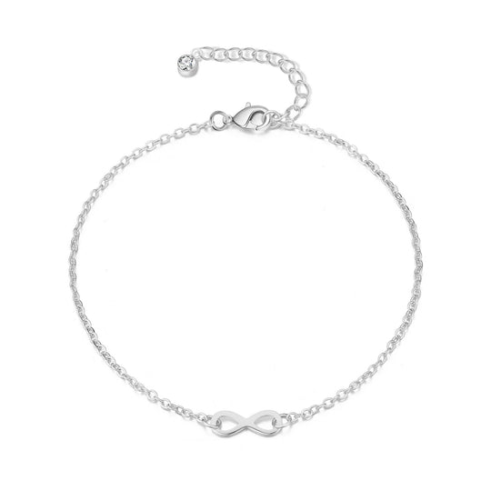 Silver Plated Infinity Anklet Created with Zircondia® Crystals - Philip Jones Jewellery