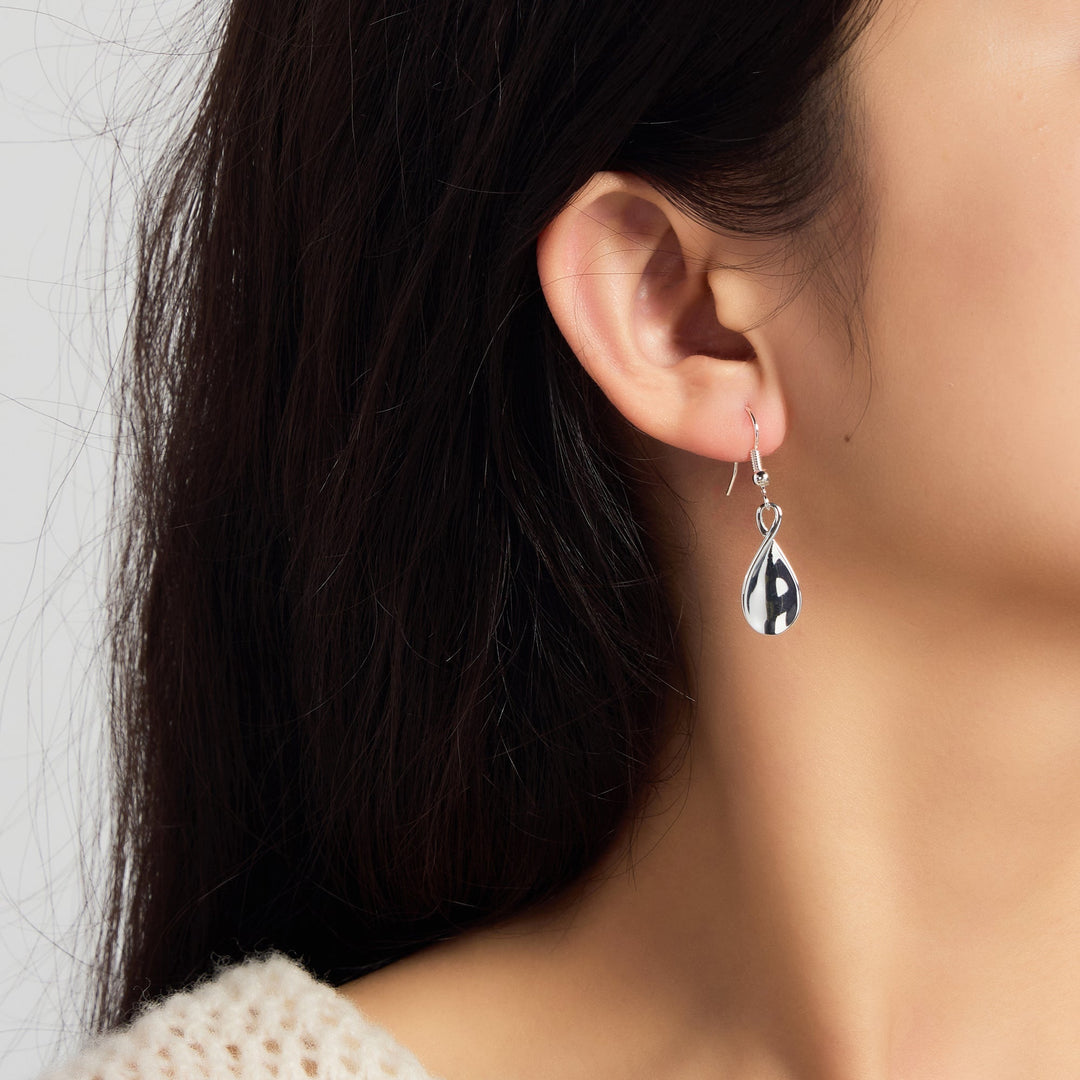 Silver Plated Infinity Curve Drop Earrings - Philip Jones Jewellery