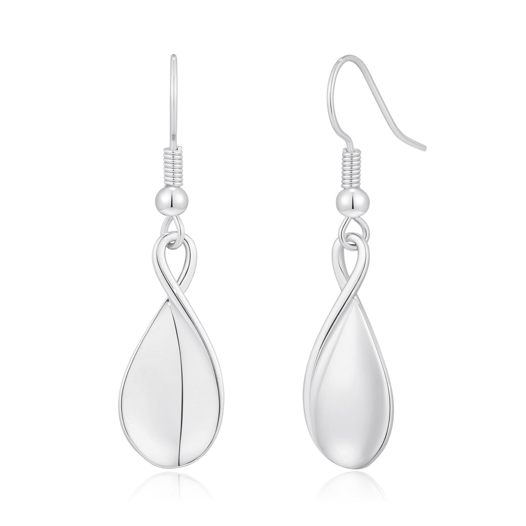 Silver Plated Infinity Curve Drop Earrings - Philip Jones Jewellery