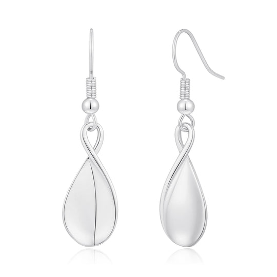 Silver Plated Infinity Curve Drop Earrings - Philip Jones Jewellery