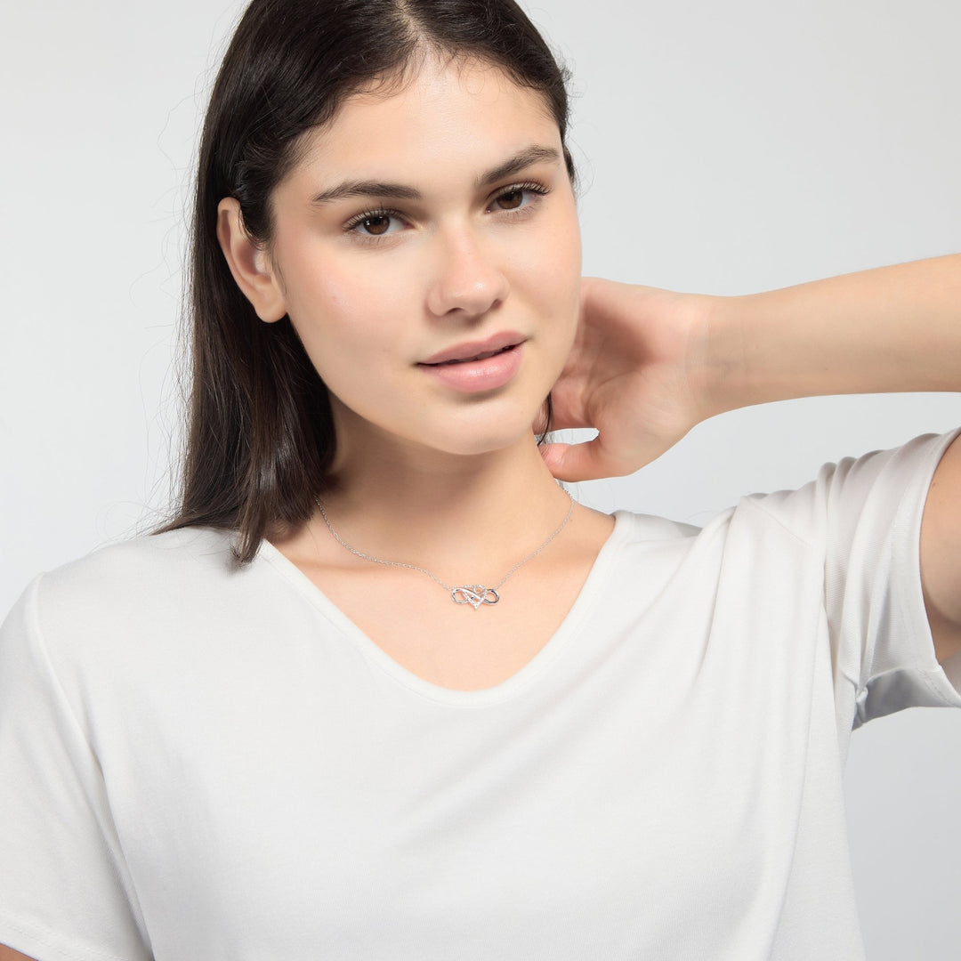 Silver Plated Infinity Heart Necklace Created with Zircondia® Crystals