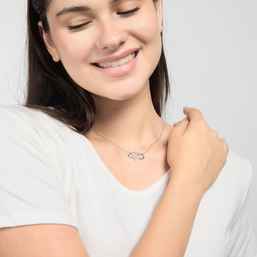 Silver Plated Infinity Heart Necklace Created with Zircondia® Crystals