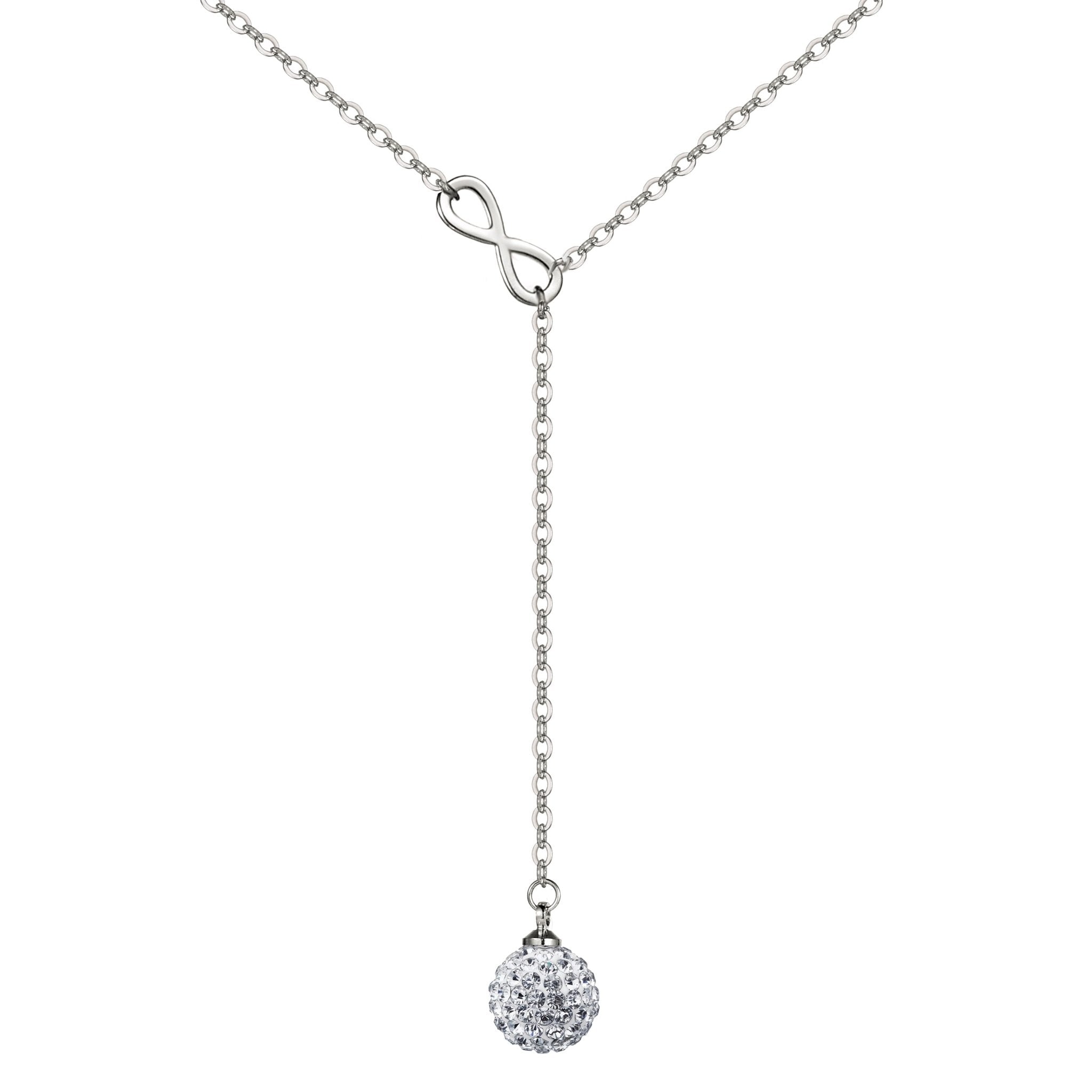 Silver Plated Infinity Lariat Necklace Created with Zircondia® Crystals - Philip Jones Jewellery