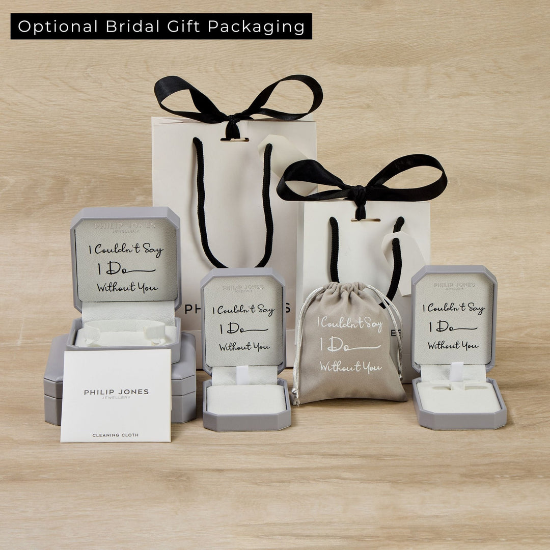 Silver Plated Infinity Pearl Drop Bridal Set Created with Zircondia® Crystals - Philip Jones Jewellery