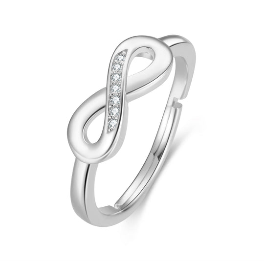 Silver Plated Infinity Ring Created with Zircondia® Crystals - Philip Jones Jewellery