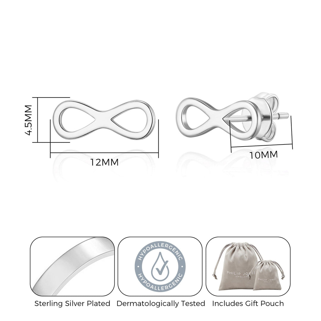 Silver Plated Infinity Stud Earrings - Philip Jones Jewellery