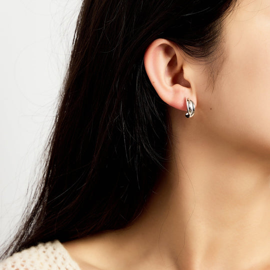 Silver Plated Kiss Hoop Earrings - Philip Jones Jewellery