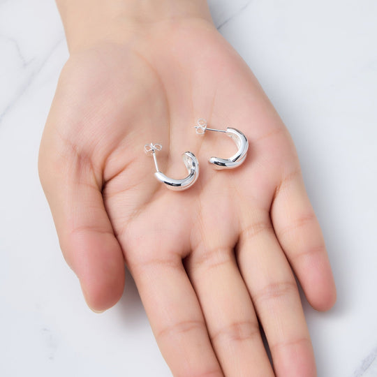 Silver Plated Kiss Hoop Earrings - Philip Jones Jewellery