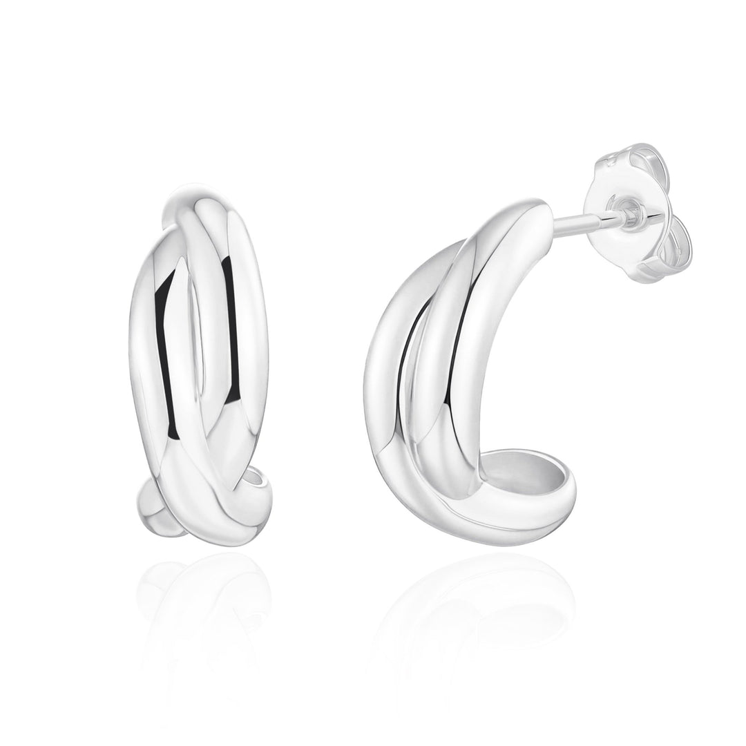 Silver Plated Kiss Hoop Earrings - Philip Jones Jewellery