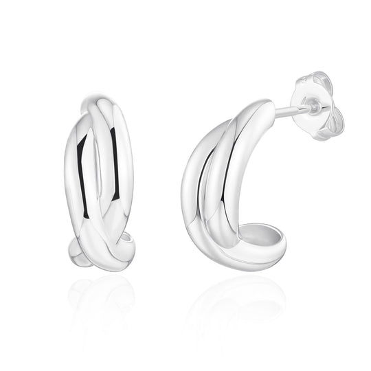 Silver Plated Kiss Hoop Earrings - Philip Jones Jewellery
