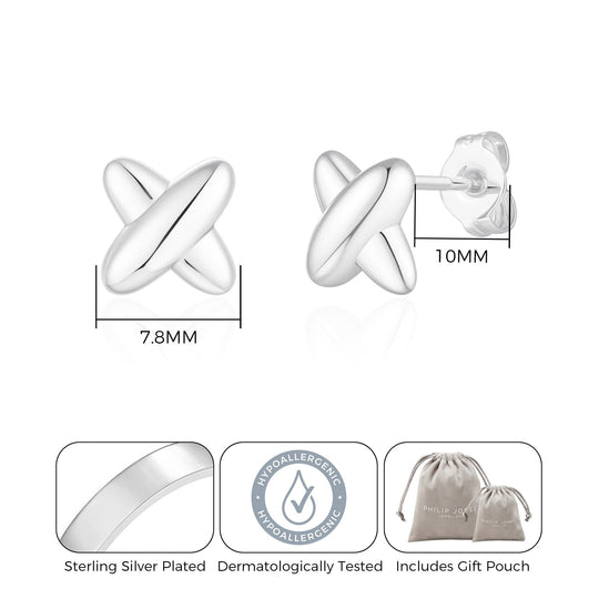 Silver Plated Kiss Stud Earrings - Philip Jones Jewellery