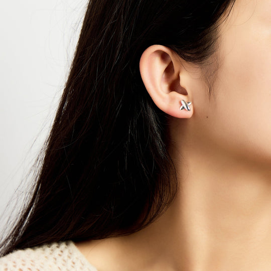 Silver Plated Kiss Stud Earrings - Philip Jones Jewellery
