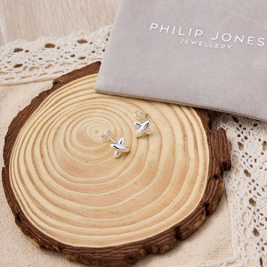 Silver Plated Kiss Stud Earrings - Philip Jones Jewellery
