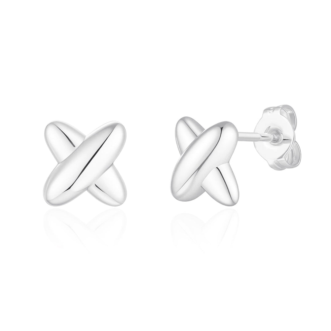 Silver Plated Kiss Stud Earrings - Philip Jones Jewellery
