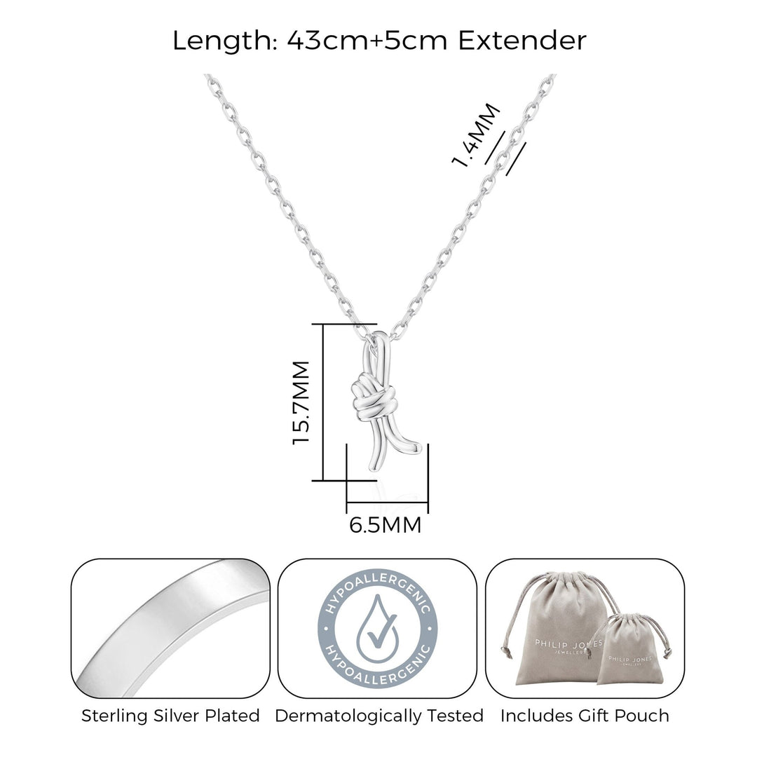 Silver Plated Knot Necklace - Philip Jones Jewellery