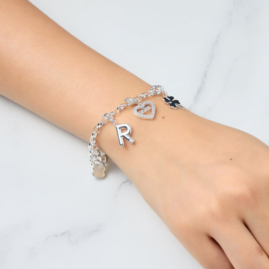 Silver Plated Link Chain Bracelet with Option of Charms - Philip Jones Jewellery