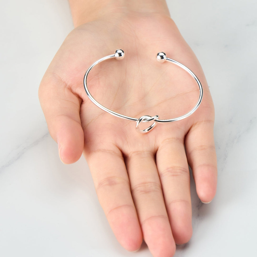 Silver Plated Love Knot Cuff Bangle - Philip Jones Jewellery