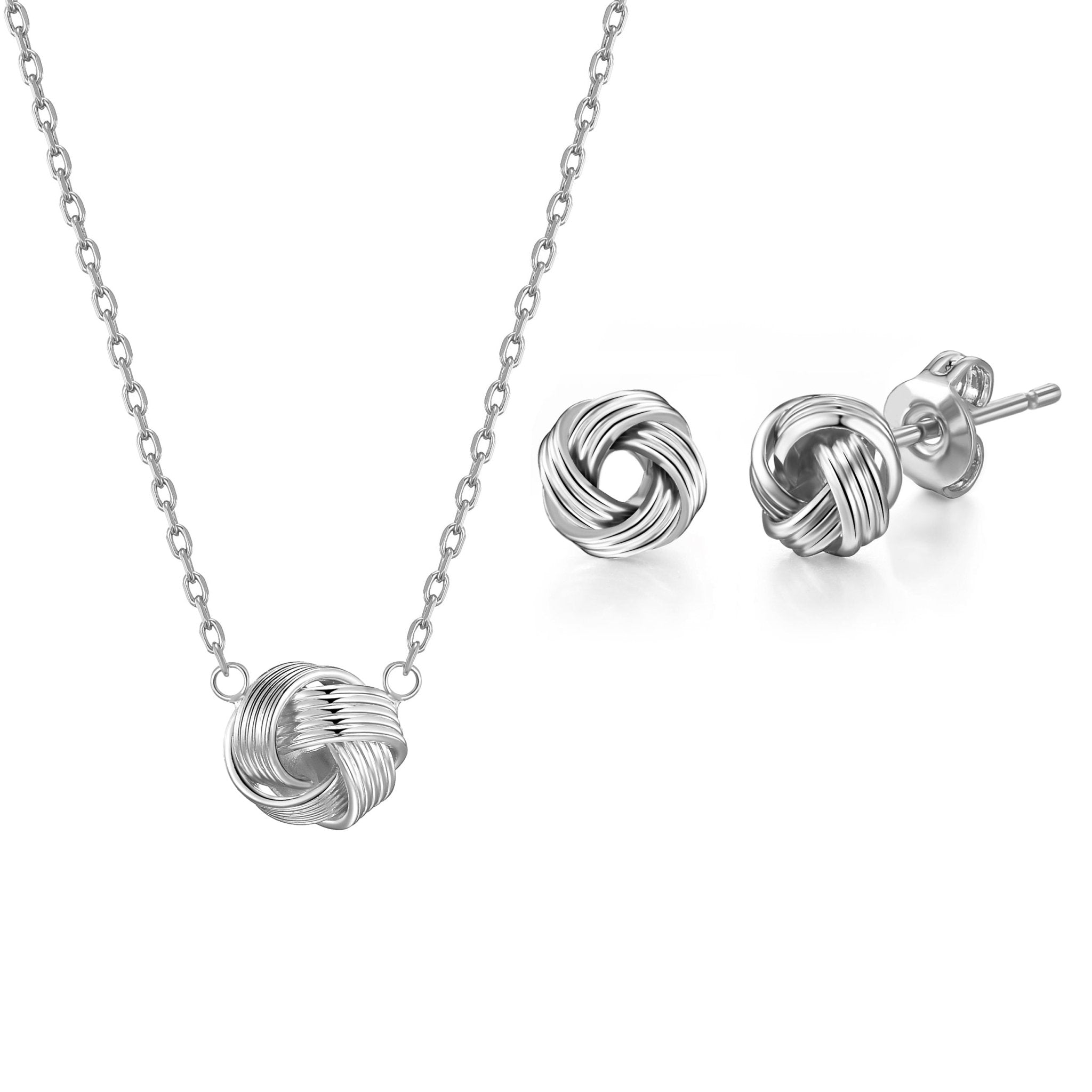 Silver Plated Love Knot Set - Philip Jones Jewellery