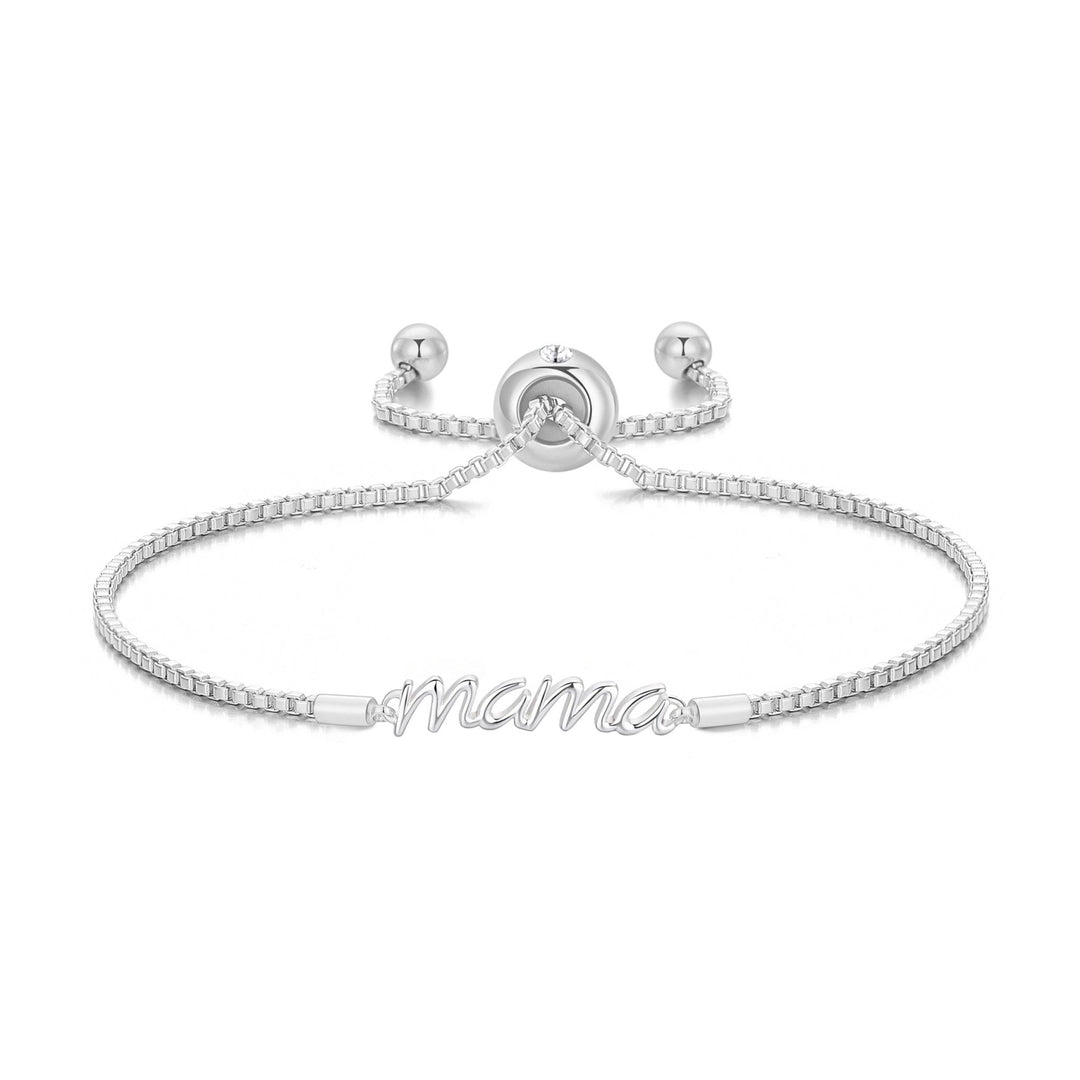 Silver Plated Mama Bracelet Created with Zircondia® Crystals - Philip Jones Jewellery