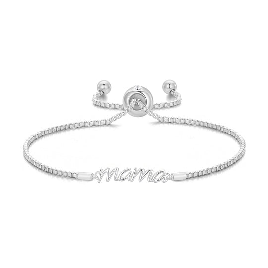 Silver Plated Mama Bracelet Created with Zircondia® Crystals - Philip Jones Jewellery