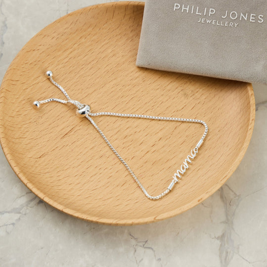 Silver Plated Mama Bracelet Created with Zircondia® Crystals - Philip Jones Jewellery