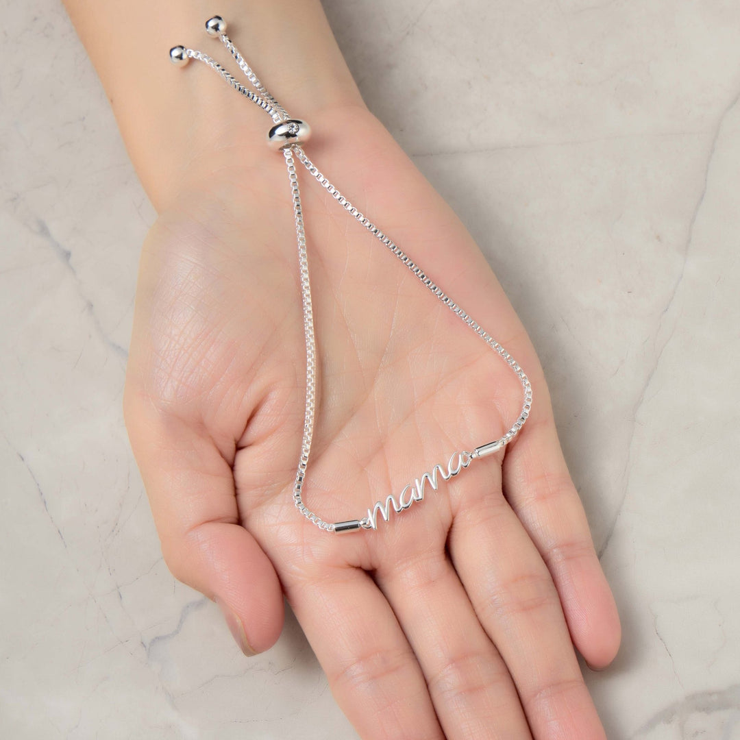 Silver Plated Mama Bracelet Created with Zircondia® Crystals - Philip Jones Jewellery