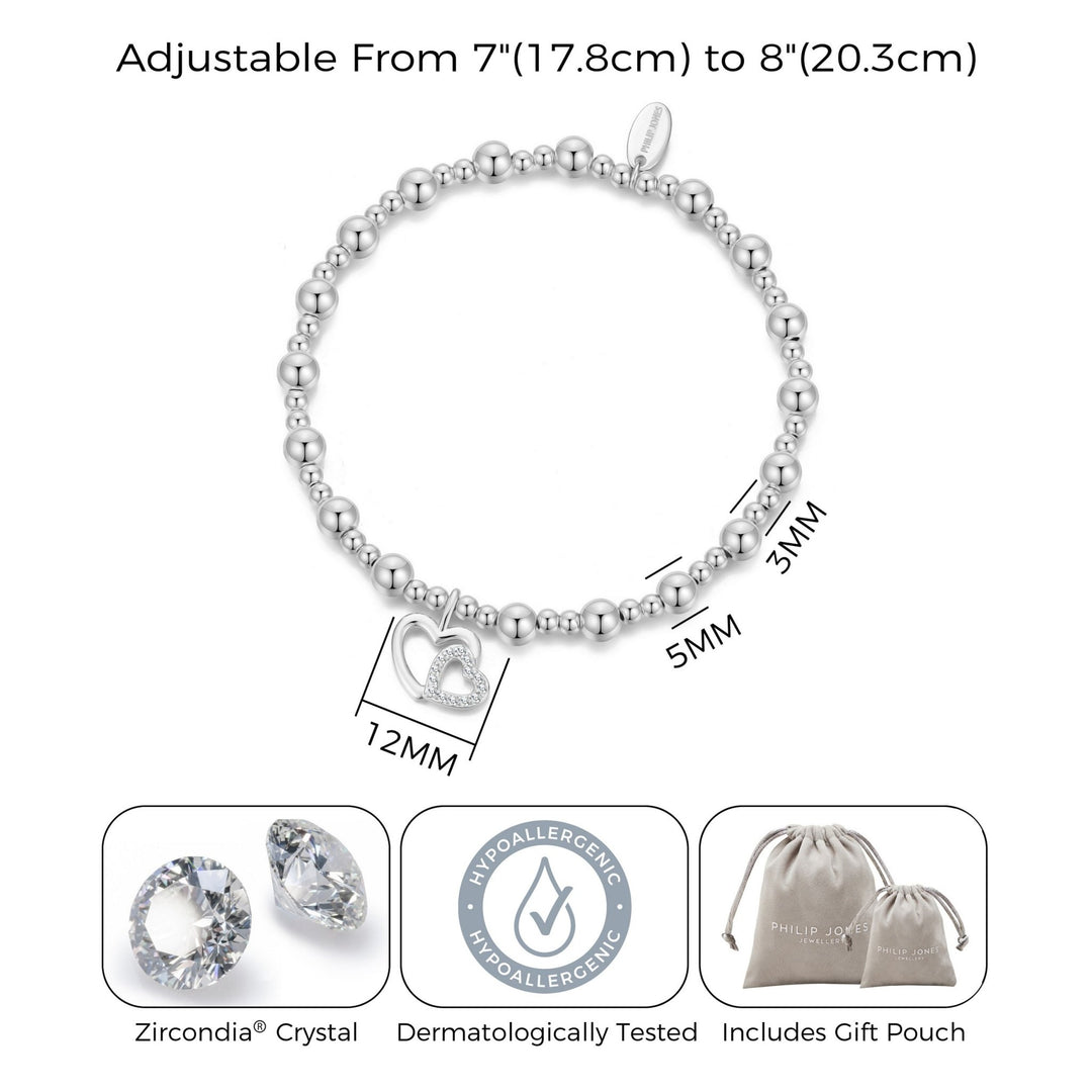Silver Plated Mother and Daughter Quote Stretch Bracelet with Gift Box - Philip Jones Jewellery