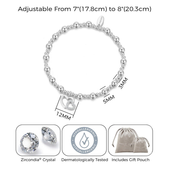 Silver Plated Mother and Daughter Quote Stretch Bracelet with Gift Box - Philip Jones Jewellery