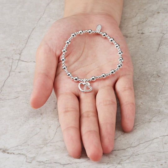 Silver Plated Mother and Daughter Quote Stretch Bracelet with Gift Box - Philip Jones Jewellery