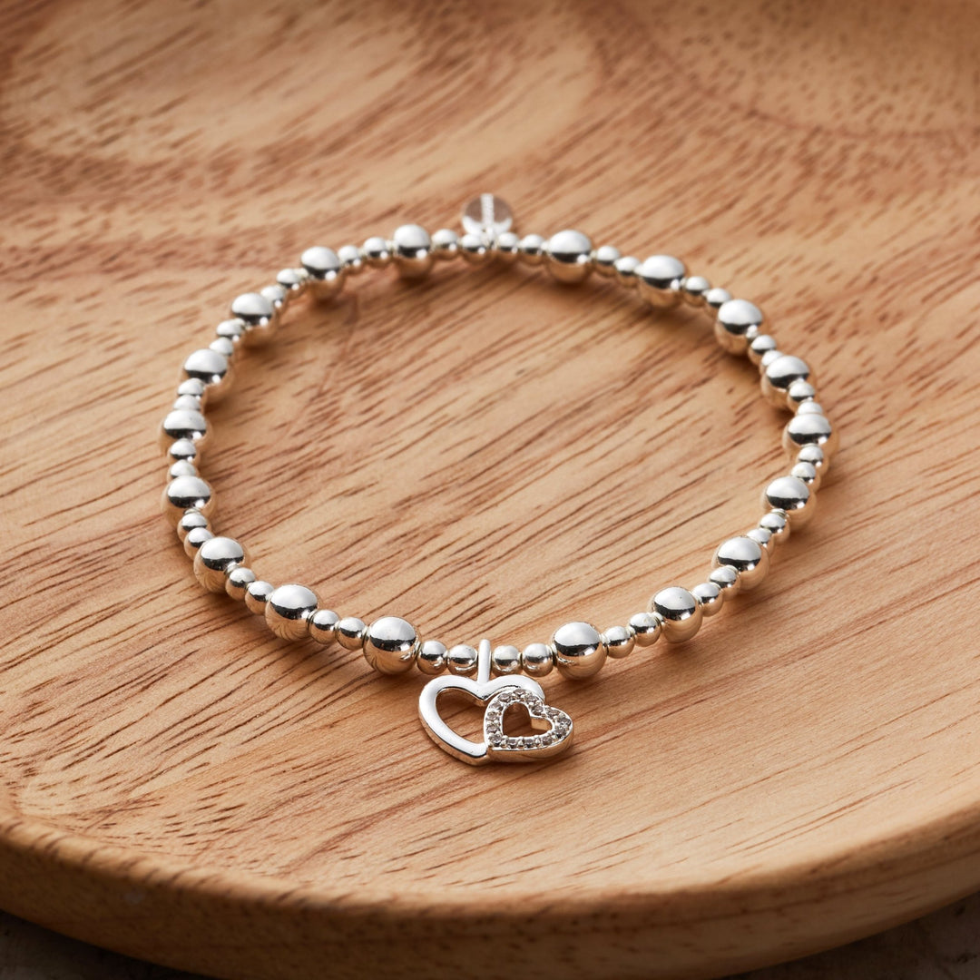 Silver Plated Mother and Daughter Quote Stretch Bracelet with Gift Box - Philip Jones Jewellery