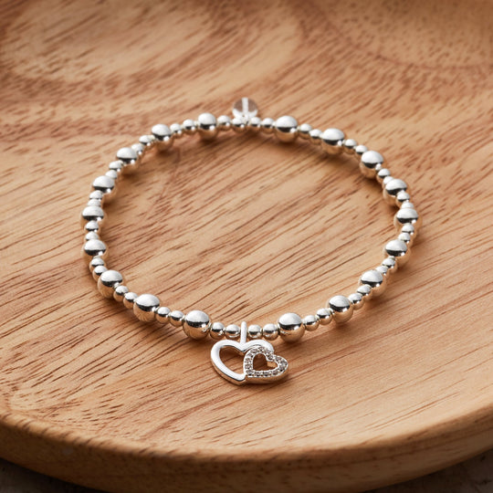 Silver Plated Mother and Daughter Quote Stretch Bracelet with Gift Box - Philip Jones Jewellery