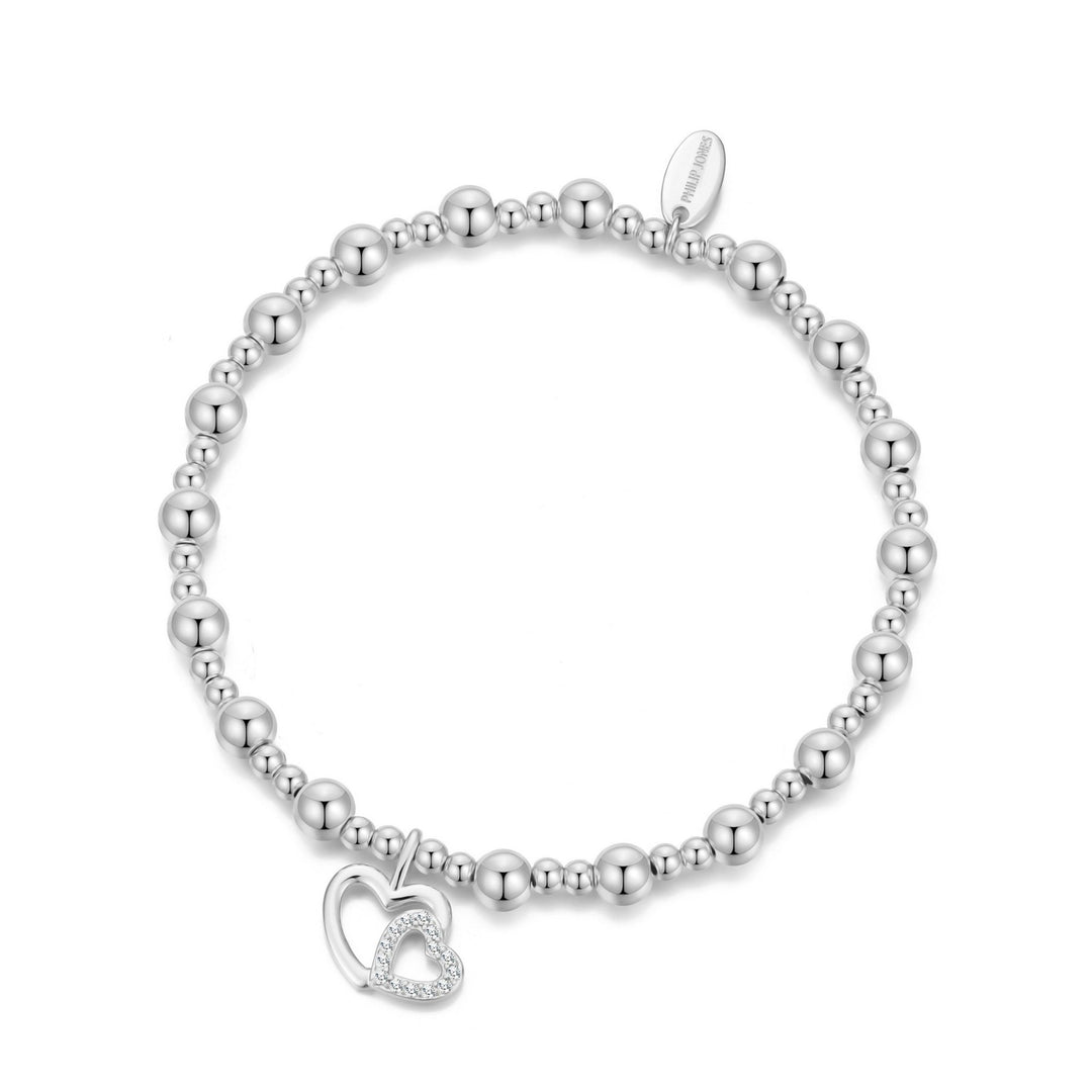 Silver Plated Mother and Daughter Quote Stretch Bracelet with Gift Box - Philip Jones Jewellery
