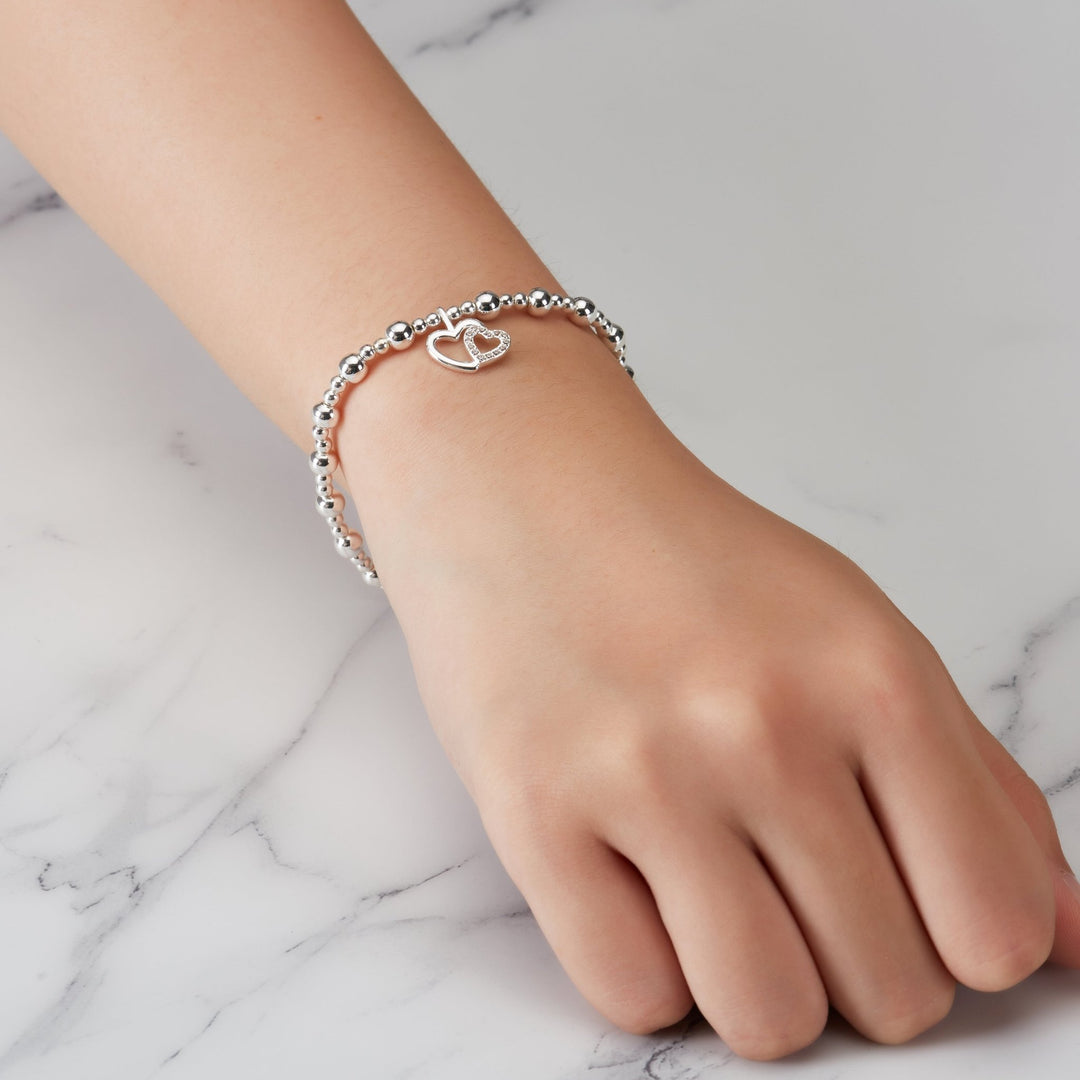 Silver Plated Mother and Daughter Quote Stretch Bracelet with Gift Box - Philip Jones Jewellery