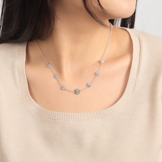 Silver Plated Multi Daisy Necklace - Philip Jones Jewellery