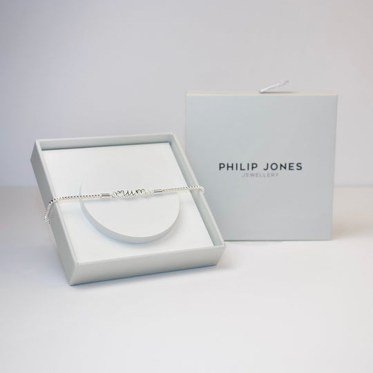Silver Plated Mum Bracelet Created with Zircondia® Crystals with Gift Box - Philip Jones Jewellery