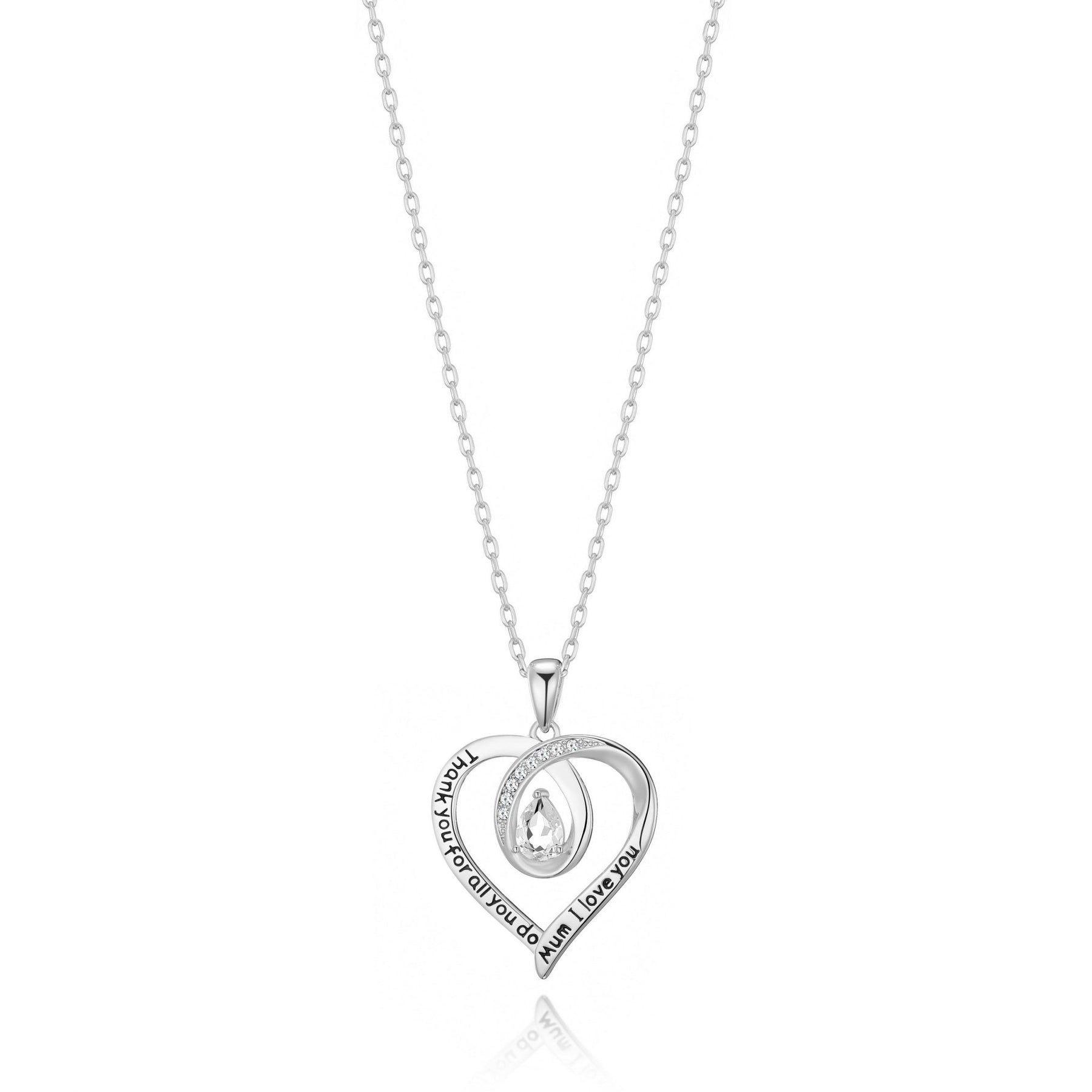Philip Jones Silver Necklaces for Women 6 silver plated mum i love you quote necklace created with zircondia crystals 776630